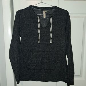 Women's Charcoal Gray Longsleeved Shirt With Drawstring